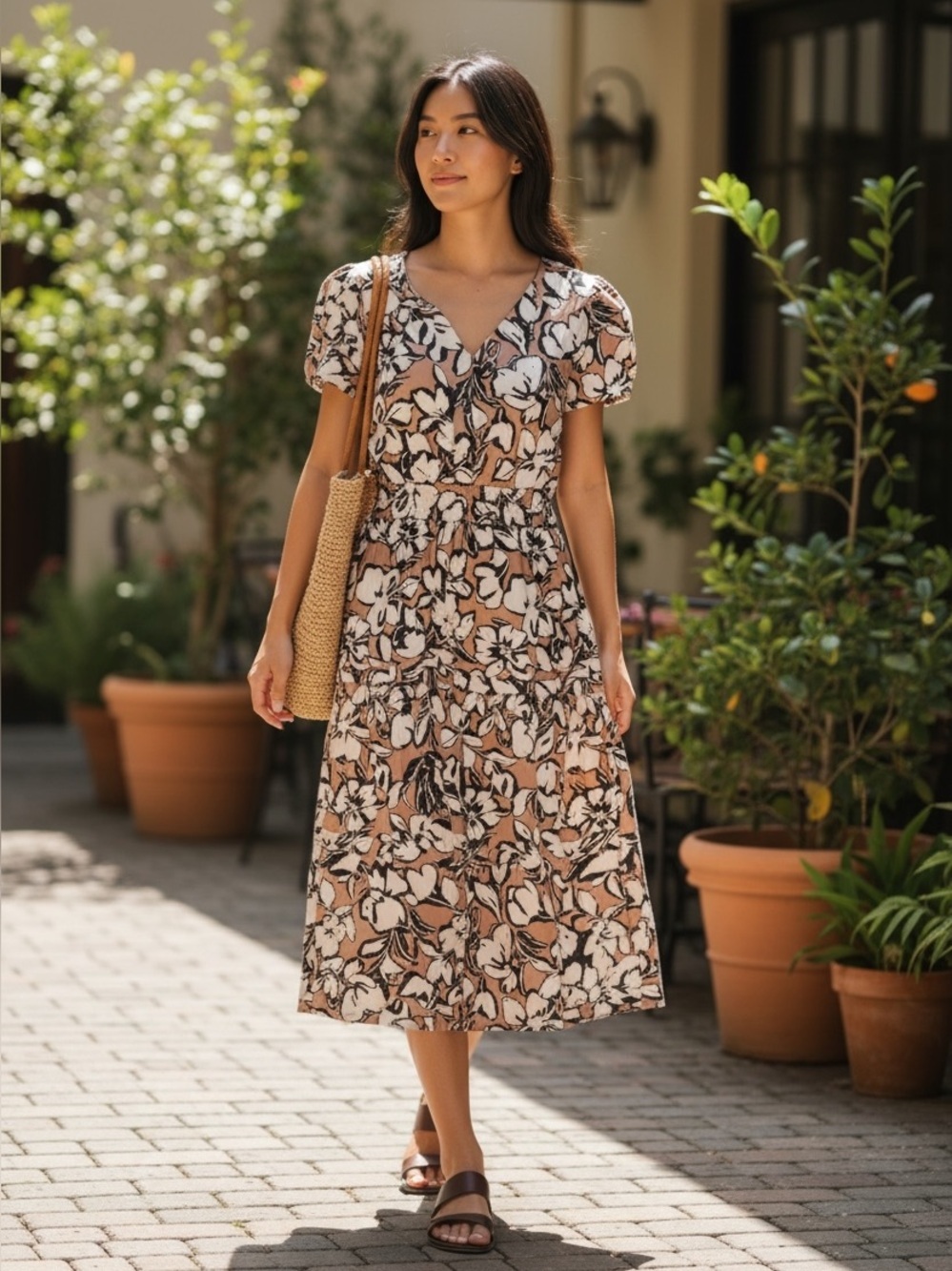 Cynthia Rowley / Brown Black White Maxi Dress